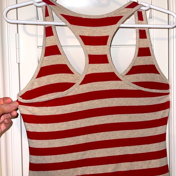 Corey Lynn Carter Racerback Tank Top in Red and Cream Striped size Medium - Picture 4 of 6